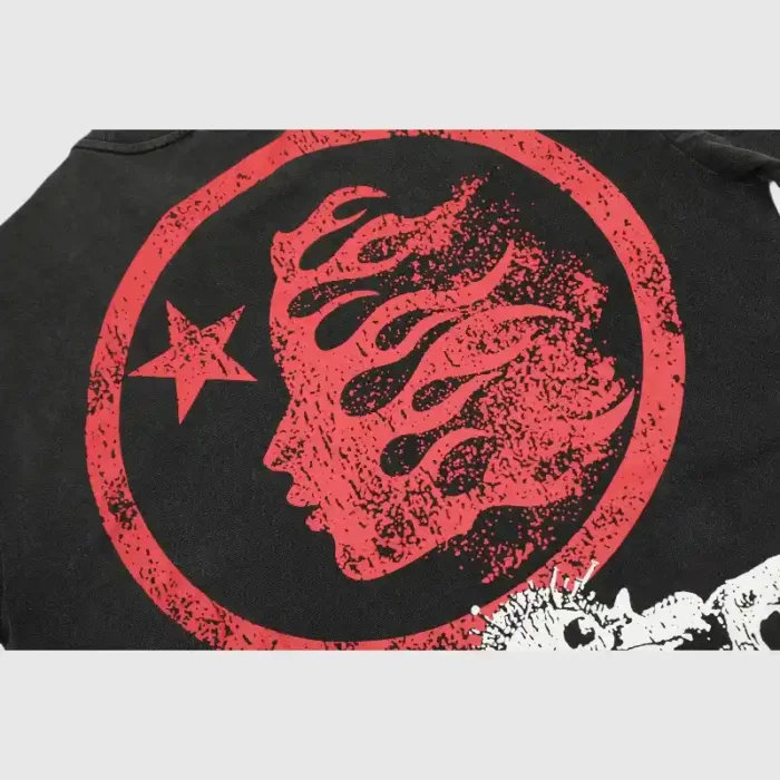 Hellstar-Skull-Washed-T-Shirt-Black-mid-back-view