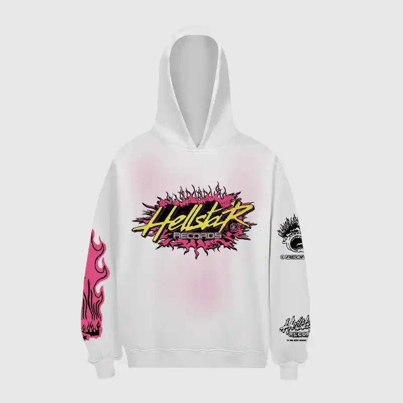 Hellstar-Records-Hoodie-White-front-view Hellstar Records Hoodie 'White' - Image 1