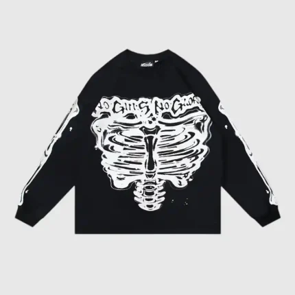 Hellstar-Skeleton-Long-Sleeve-Shirt-Black-front-view