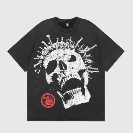 Hellstar-Skull-Washed-T-Shirt-Black-front-view