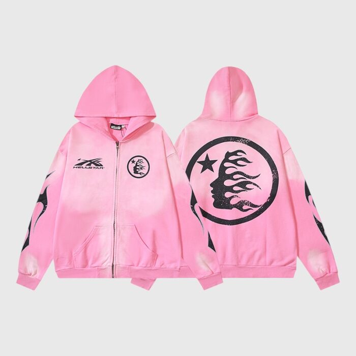 Hellstar Sports Zip-Up Hoodie Pink - Image 10