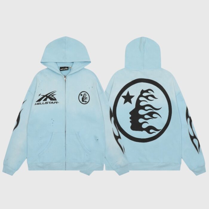 Hellstar Sports Zip-Up Hoodie Blue - Image 3