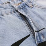 Hellstar Print Logo Loose Jeans front zip