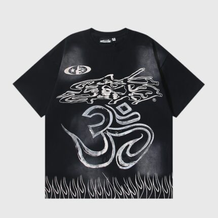 Hellstar Wash Stain Printing black T-shirt
