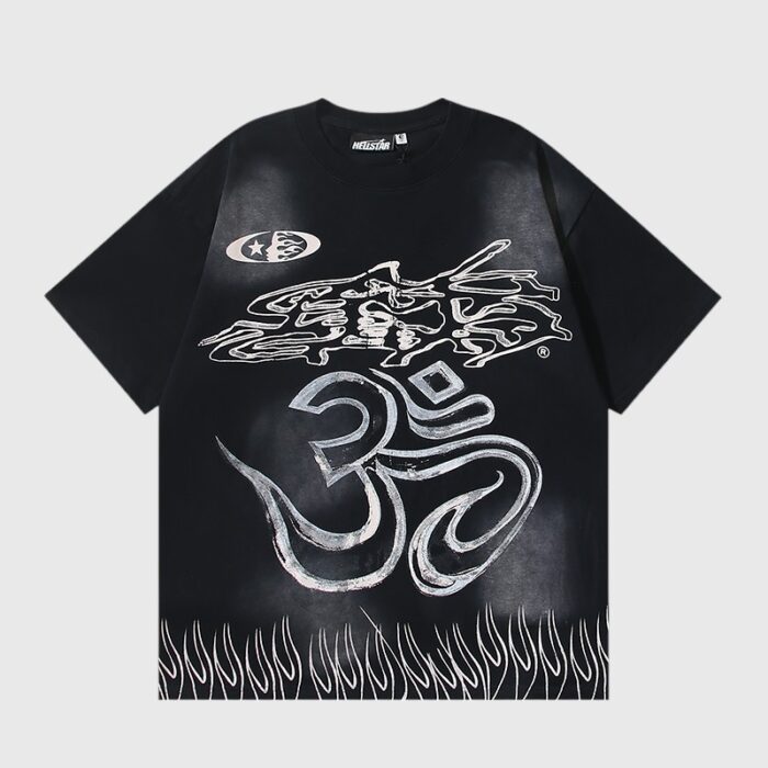 Hellstar Wash Stain Printing black T-shirt
