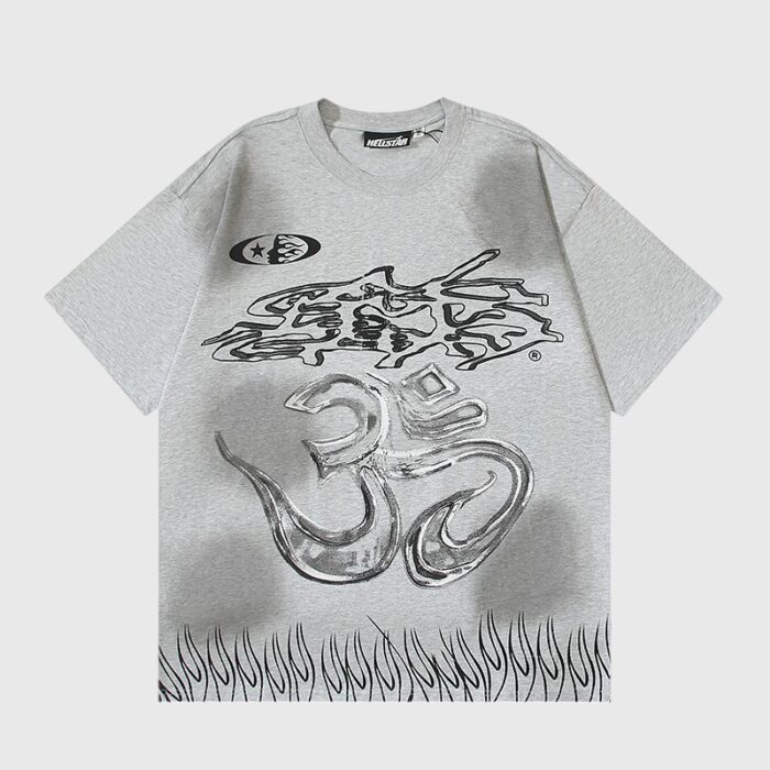 Hellstar Wash Stain Printing white T-shirt