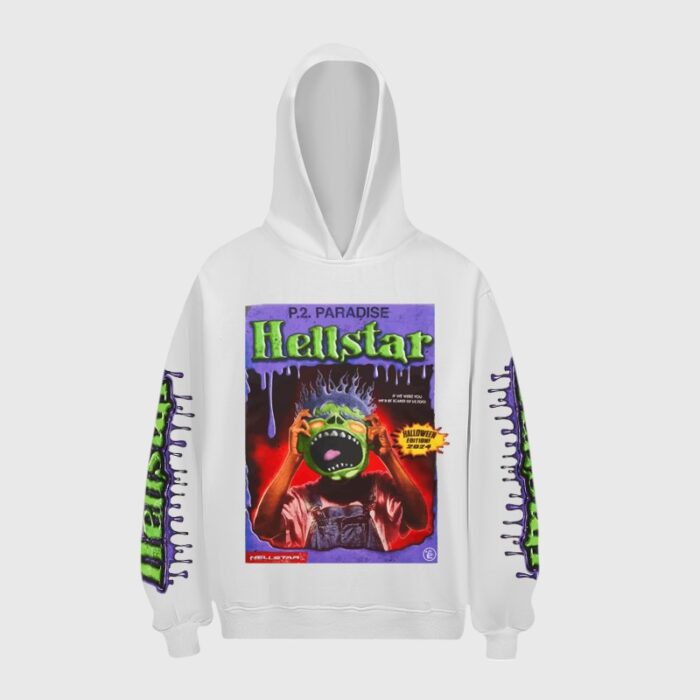 Hellstar Horror Book Hoodie front white