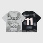 Hellstar Wash Stain Printing white/ black T-shirt