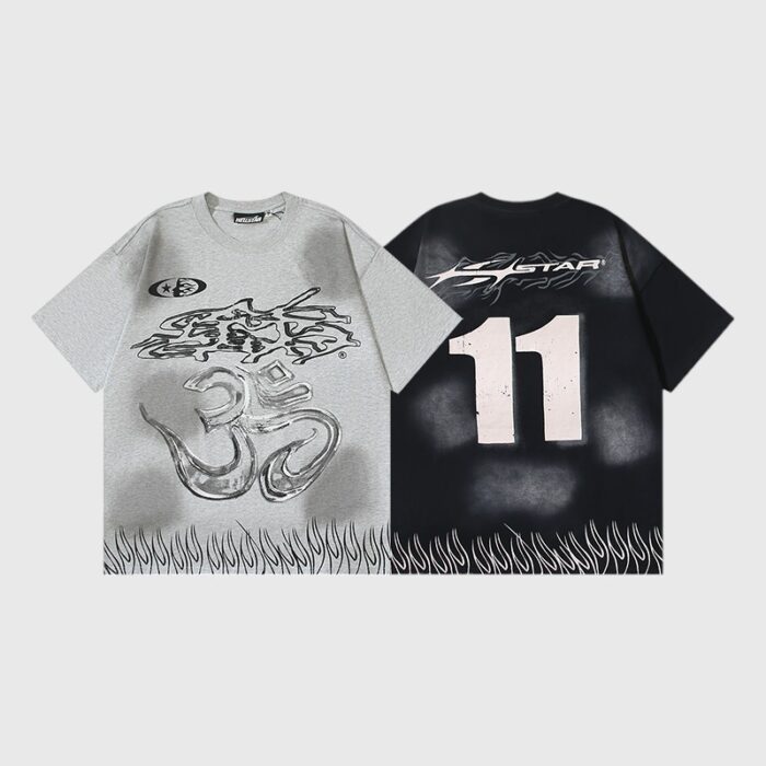 Hellstar Wash Stain Printing white/ black T-shirt