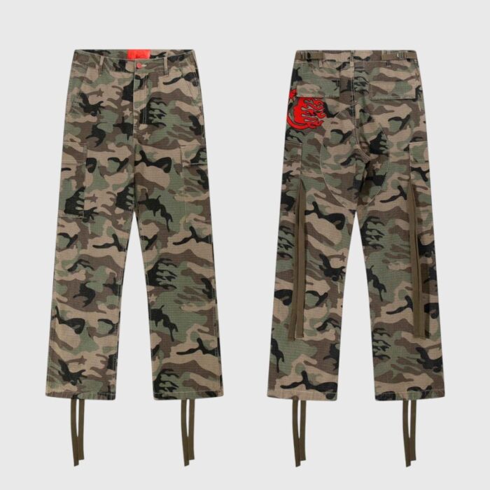 Hellstar supreme Cargo 'Camo' pant front back gray