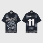 Hellstar Wash Stain Printing black T-shirt