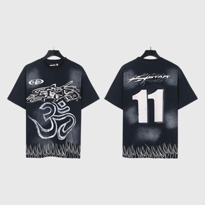 Hellstar Wash Stain Printing black T-shirt