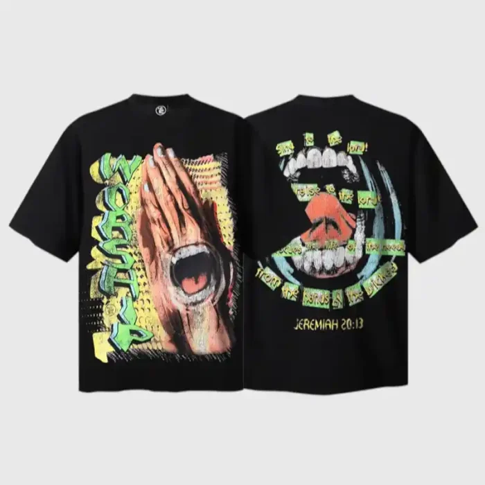 Black Hellstar Worship Hands T-shirt