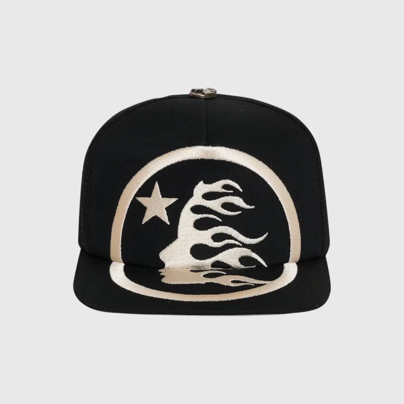 Hellstar Big Logo Trucker Snapback Black Hat