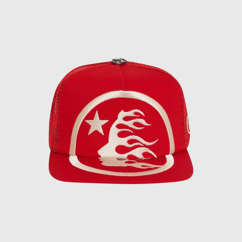 Hellstar Big Logo Trucker Snapback Hat Red
