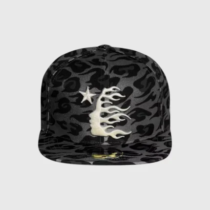 Hellstar Black Cheetah Print Fitted Hat