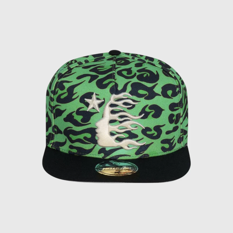 Hellstar Cheetah Print Snapback Green Hat