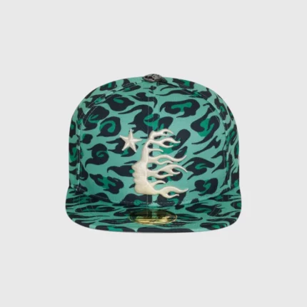 Hellstar Cheetah Green Print Fitted Hat