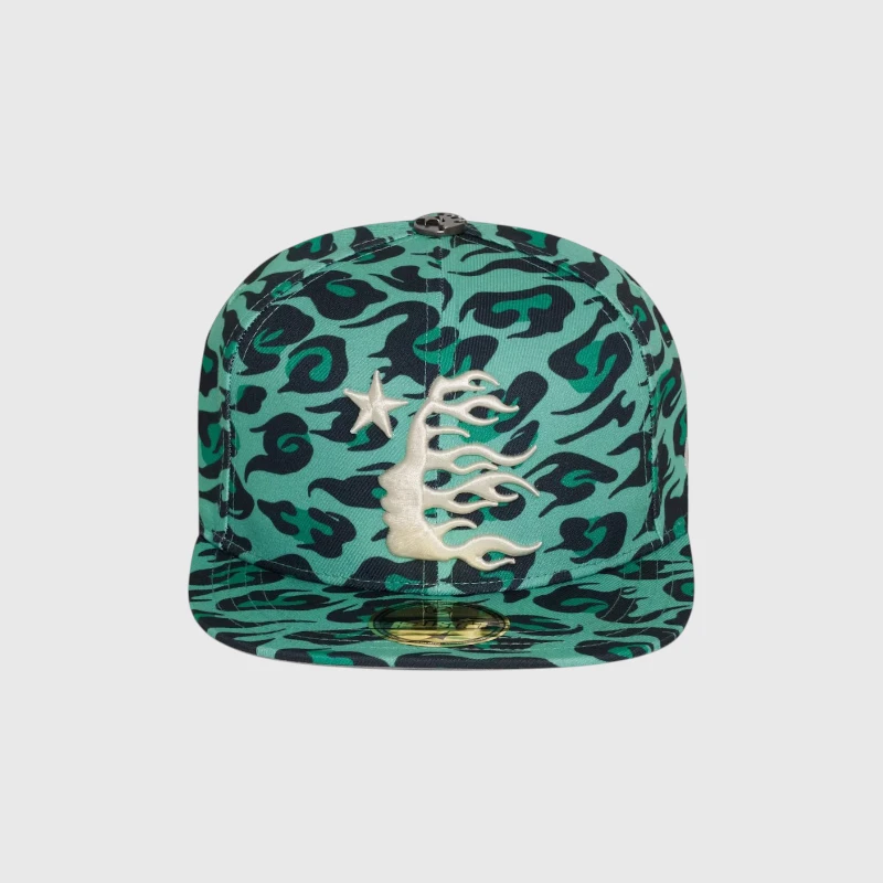 Hellstar Cheetah Green Print Fitted Hat
