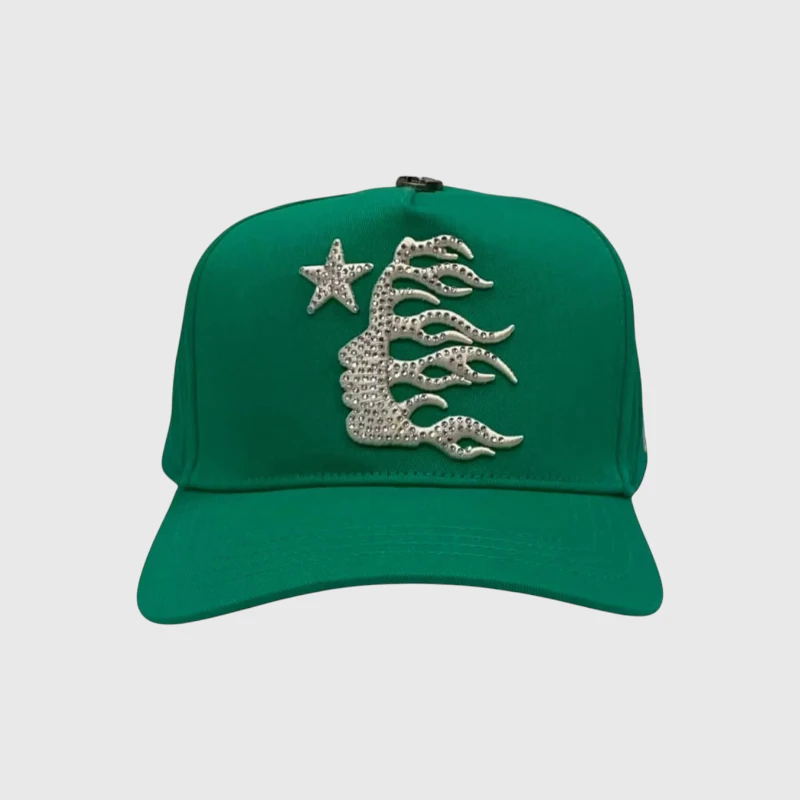 Hellstar OG Logo Rhinestone Cap Green