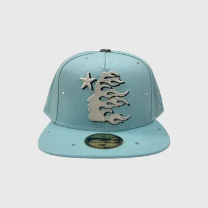 Hellstar OG Logo Rhinestones 59Fifty Fitted Blue Hat