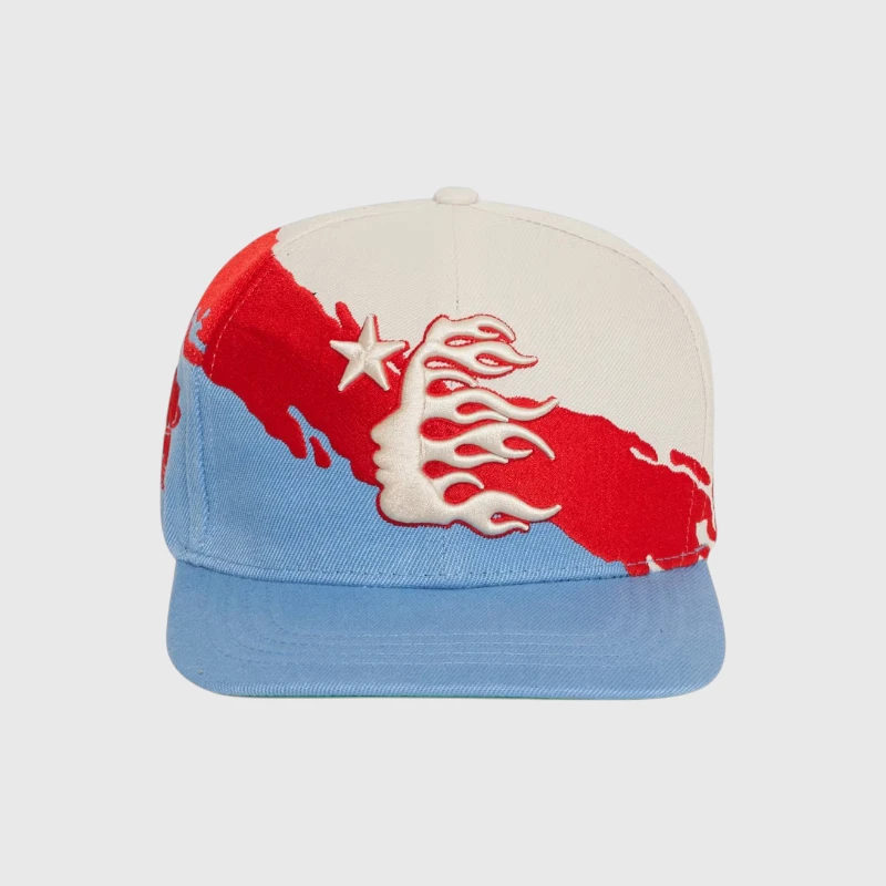 Hellstar Paintbrush Snapback Hat Blue Red